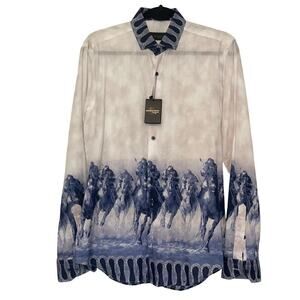 NWT Ricardo Ricco Italian Couture RARE Men's Dress Shirt Slim Fit Size Medium